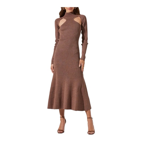 Astr Dresses & Skirts - Astr Brown Cutout Midi Dress